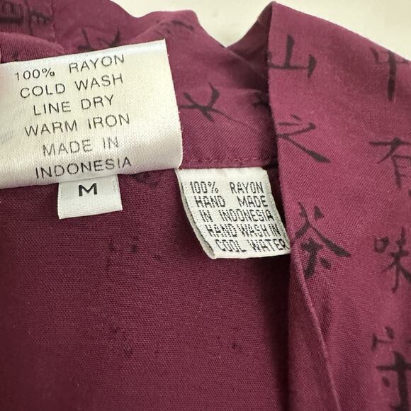 Meng Design Womens Kimono Style Top Size M Purple Black Asian Inspired Open - Picture 7 of 12